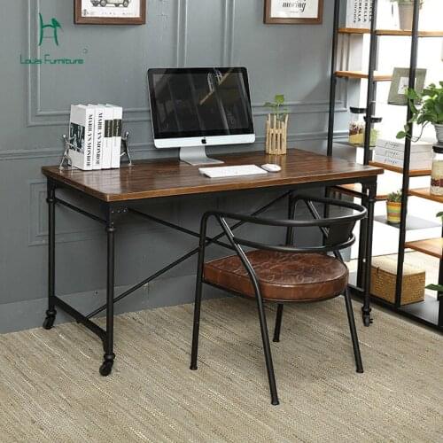 Louis Fashion Cafe Chairs American Retro Leather Iron Living Room Low Antique Old Coffee Table Simple Bar