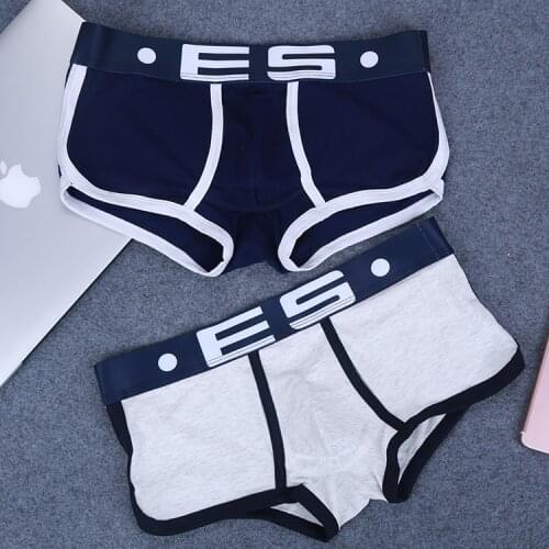 ES cotton mens panties U convex wide-brimmed sexy comfortable breathable fashion hip flat corner pants in low-waisted jockstrap