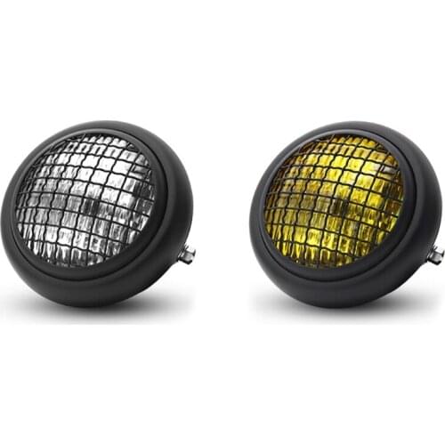 Universal Motorcycle Headlight Grill Mask Lampshade Moto Scooter Vintage Front Light Round Lamp