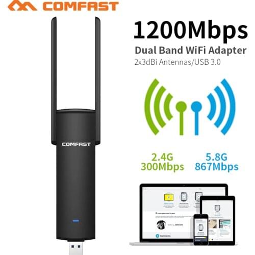 COMFAST Usb Wifi Adapter 1200Mbps Dual Band Wi-fi dongle 2.4Ghz + 5Ghz Computer AC Network Card USB 3.0 Antenna 802.11ac/b/g/n