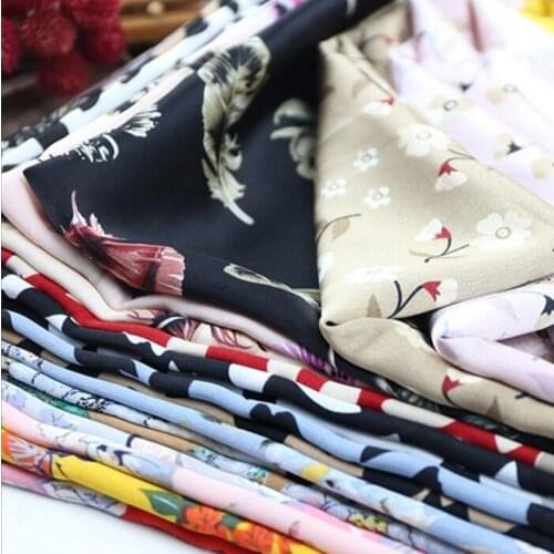 High-grade imitation Silk Printed satin printed cloth cheongsam cloth kimono synthetic silk scarf Pajama dress fabric wholesale