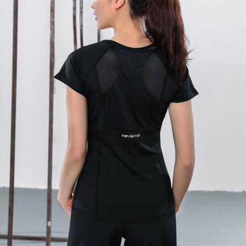 Women Summer T Shirts Slim Sports Fitness Yoga Short Sleeve Yoga Top Mesh Womens Gym Shirt Sport Wear