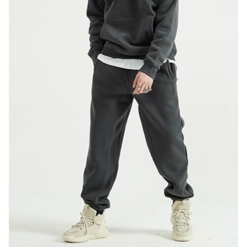 Winter Relaxed fit Fleece Warm Sweatpants Hip Hop Elastic Waist Jogger Pants Two-pocket styling