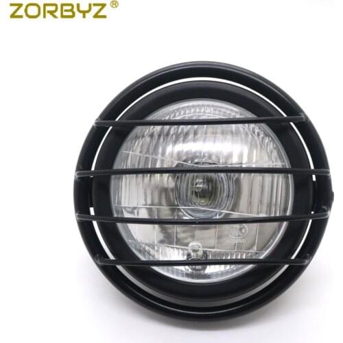 ZORBYZ Motorcycle Black Metal Grill Retro Vintage Side Mount Cover Headlight For Honda Yamaha Suzuki