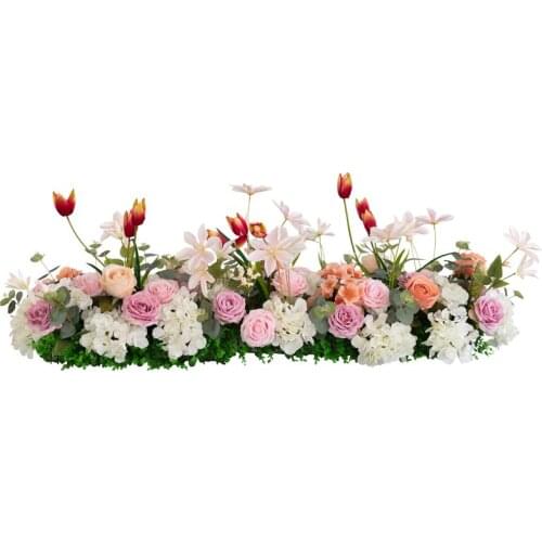1M party wedding arch door Window station decor road lead artificial flower row runner DIY rose tulip lotus hydrangea flower