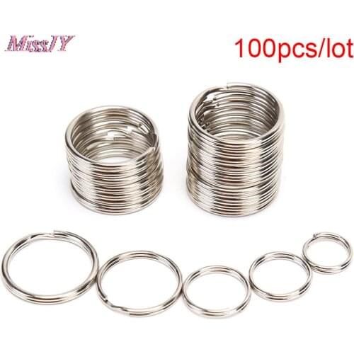 100PCS Stainless Steel DIY Polished Split Ring Keyrings Key Chain Hoop Loop Key Holder Dia 12 15 16 20mm