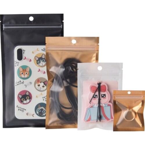 1000pcs Frosted Clear Plastic Bags Zip Lock Package Bag Self Seal Black White Gold Packaging Pouches Mylar Ziplock Packing Bag