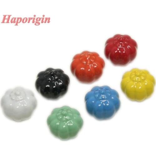 10x Pumpkin Ceramic Kitchen Cabinet Drawer Knobs Porcelain Kids Bedroom Wardrobe Door Handles Furniture Dresser Cupboard Pulls
