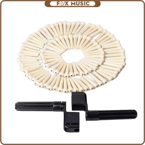 2PCS Black guitar string winder peg and 100PCS White Guitar Pins