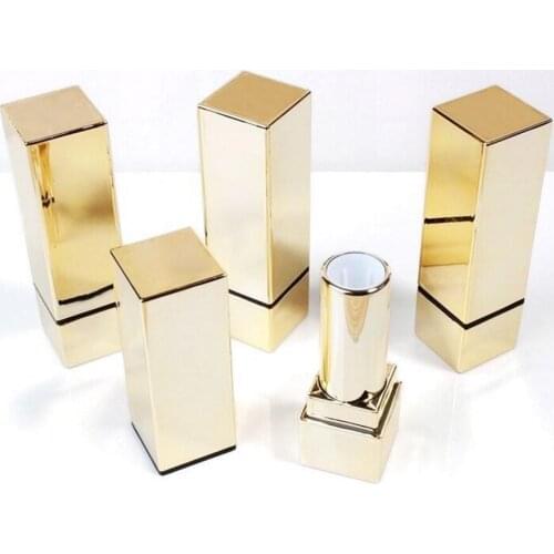 200pcs empty high grade square shiny golden lipstick tube inner cup dia 12.1 mm suitable for lipstick