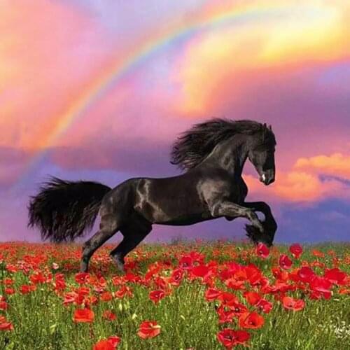 2021 New Diamond Painting Animals Garden Horse Full Square Rhinestone Cross Stitch Home Decoration Gift