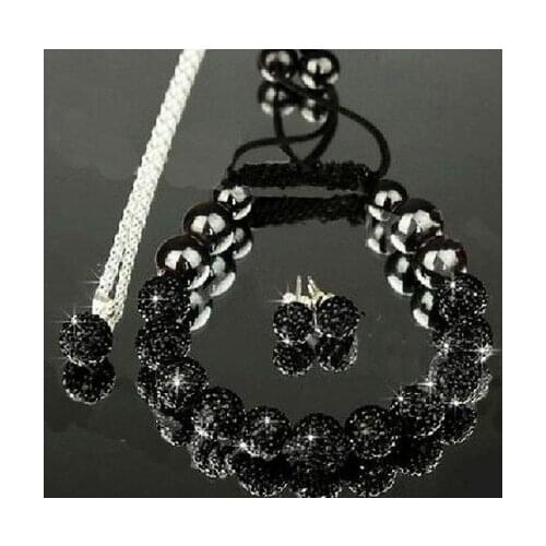 Free shipping mix multicolor new micro pave CZ Disco Ball Beads set Bracelet earring silver plated necklace crystal hrty34