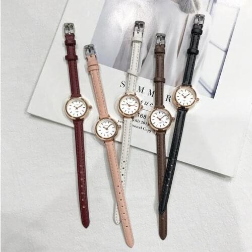 Womens Fashion Small Watches Vintage Leather Elegant Ladies Quartz Wristwatches Simple Female Watch Casual Retro Woman Clock