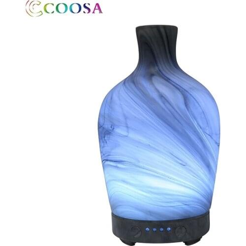 COOSA 3D Glass Ultrasonic Air Humidifier 100ml Essential Oil Diffuser 7 LED Lights Cool Mist Humidifier Aromatherapy Diffuser