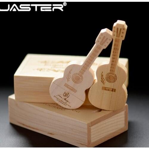 JASTER logo customized wooden guitar pendrive guitars usb 2.0 flash drive memory Stick 4GB 8G 16GB 32GB 64GB metal keychain gift