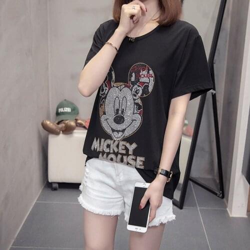 Womens T-shirt three-dimensional flowers short-sleeved retro top female Pokemon Roppa Muje top aesthetic beaded sequin print