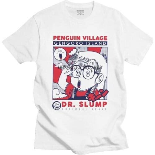 Classic Arale Dr.Slump T Shirt Men Short Sleeved Pure Cotton T-shirt Leisure Japanese Anime Manga Tees Fashion Tshirt
