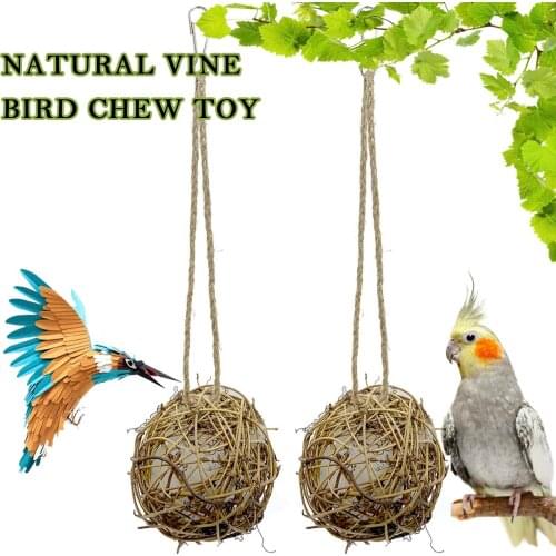 2pc Natural Vine Bird Toy Hummingbird Cage Toy Rattan Ball Stimulating Toy Nest Hang Swing Hammock Parrot Bird Cage Nests