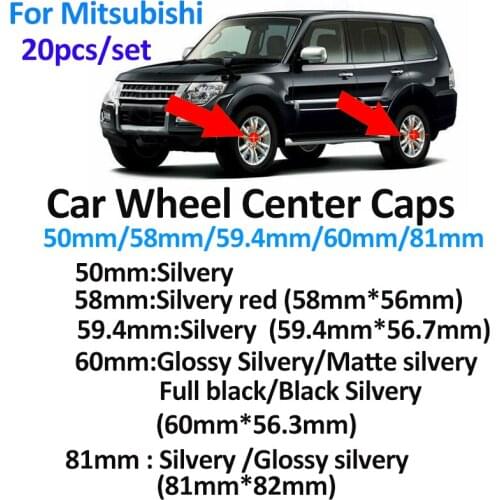 20pcs Car Aeecssory Auto Car Wheel Rims Center Hub Caps Covers 50mm 58mm 60mm 81mm for Lancer 10 9 EX Eclipse Galant Outlander
