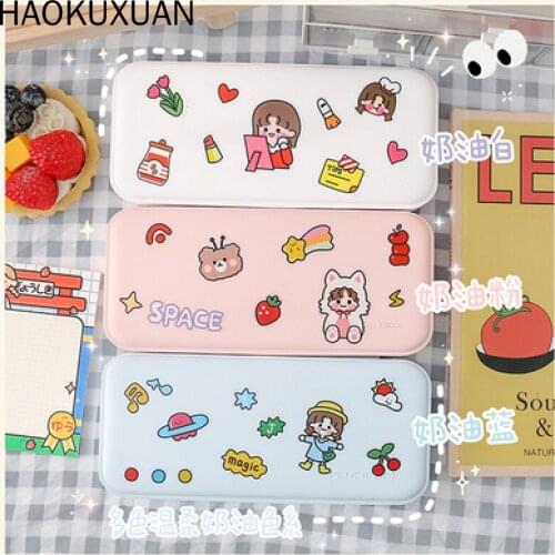 Korean Creative Pencil Case Large Capacity Transparent Frosted Pencil box Student Plastic