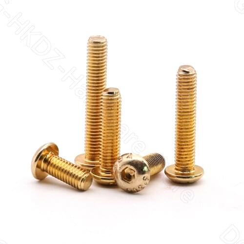 Round Head Socket Screw Grade 12.9 Allen Key Bolts Screws Alloy Steel Titanium Plating Gold IS07380 Metric M2 M2.5 M3 M4 M5 10x