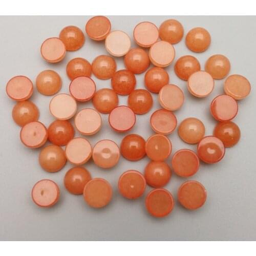 Fashion Orange color stone beads charms 8mm round cab cabochon no hole for jewelry Accessories Wholesale 50pcs/lot free shipping