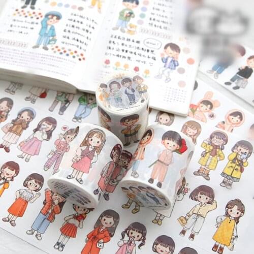 1PC/1Lot Adhesive Tapes Four Seasons Cartoon Girls Boys Dressing Decorative Scrapbooking DIY Paper Japanese Stickers 5M Gift