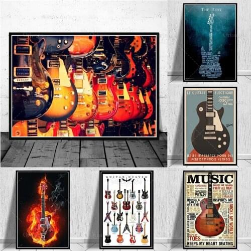 Canvas Prints Pictures Wall Art Guitars Instrument Collections Music Quote Painting Home Decor Modular Nordic Poster Living Room