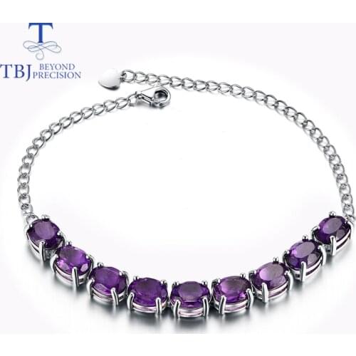 Natural African amethyst oval 6*8mm gemstone 925 Sterling silver simple style bracelet fine jewelry for woman anniversary gift