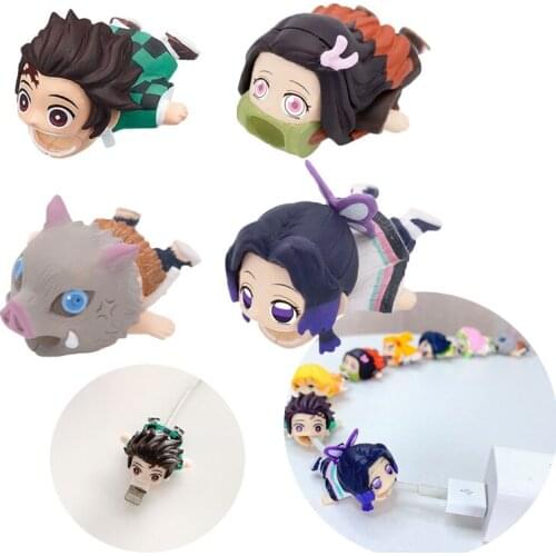 New Anime Demon Slayer Cosplay Charging Cable Protector Cover for Mobile Phone USB IPhone Cable Data Lines Cute Cartoon Portable