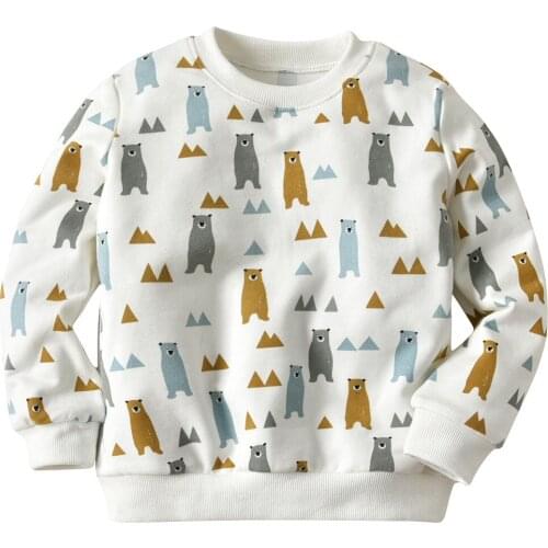 OKLADY Bear Print Pullover Tee Kids Sweatshirt Tops Long Sleeve T-shirt Boys Girls Child Baby Clothes