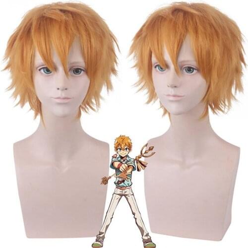 Anime Toilet-bound Hanako-kun Minamoto Kou Wig Cosplay Wig Role Play Short Khaki 35cm