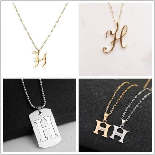 Gift Family mom name Initial Letter H monogram alphabet Stainless steel alloy 26 English word sign pendant Necklace jewelry