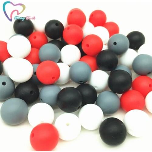 Teeny Teeth 40 PCS White Red Round 12 MM Baby Teething Beads BPA Free Baby Mordedor Perle Silicone Dentition For Necklace Making