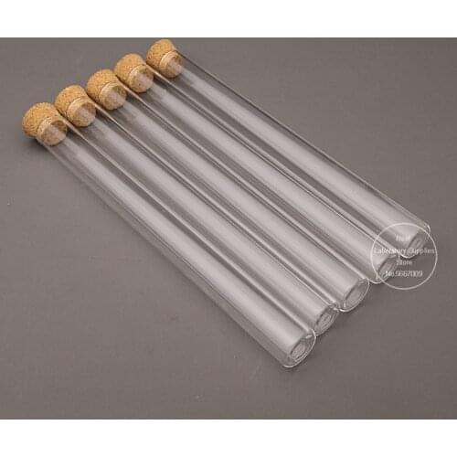 50pcs/pack Lab 15x150mm Clear Flat Bottom Glass Test Tubes With Cork for laboratory experiment