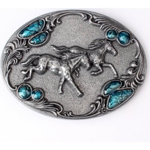 Two running horses buckle for 3.8cm belt animal buckle