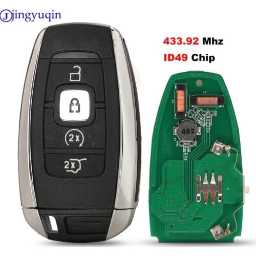Jingyuqin Remote 4 Buttons 433.92 Mhz ID49 Chip For Lincoln MKC MKZ 2017 2018 Control Car Key Smart
