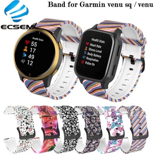 Wristband for Garmin venu sq smart watch accessories replacement silicone Colorful pattern strap for Garmin venu bracelet loop