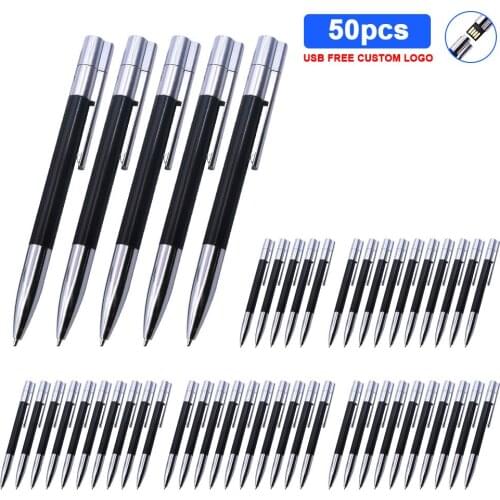 50pcs/lot free logo USB2.0 128gb Ballpoint pen flash Memory USB stick 4gb 8gb 16gb pendrive 32gb 64gb USB storage Gift pen drive