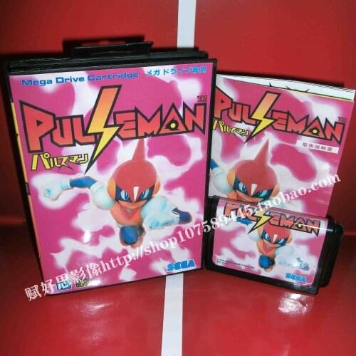 Sega MD game - Pulseman with Box and Manual for 16 bit Sega MD game Cartridge Megadrive Genesis system
