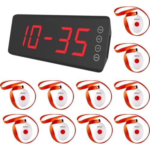 SINGCALL Wireless Paging Calling Service for Patient Alarm System,1 Screen Receiver SC-R50, 10 Bells with the Necklace