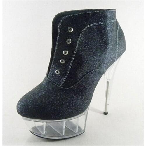 Dance Shoes Sexy 15 cm transparent spareribs, super high with crystal single shoes, princess PROM shoes