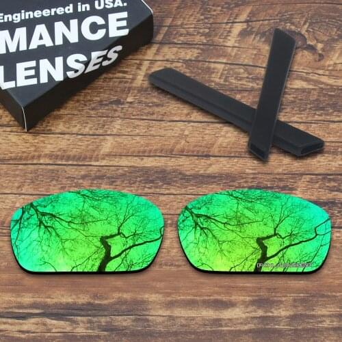 ToughAsNails Resist Seawater Corrosion Green Mirrored Polarized Replacement Lenses and Black Ear Socks/Leg for Oakley Jawbone
