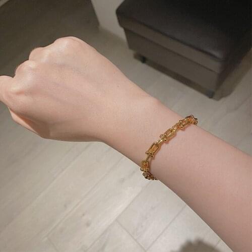 Vintage Gold Chain Bracelets for Women Simple Geometric Chain Dainty Bangles Bracelet Punk Jewelry Holiday Gift