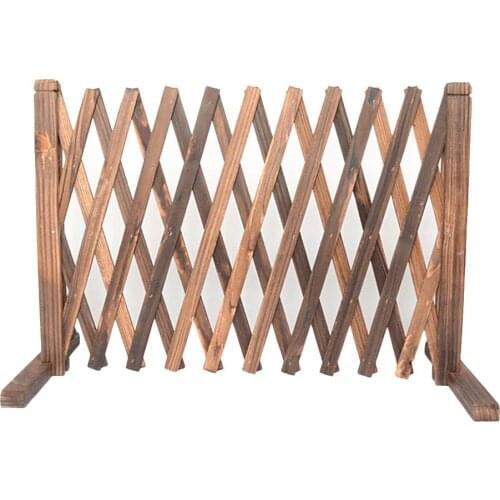 Retractable Expanding Wooden Fence Pet Safety Fence For Patio Garden Lawn Decoration Carbonized Anticorrosive Wooden Fence
