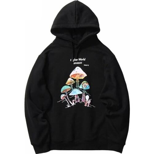 Rainbow Mushroom Hoodie Sweatshirt Autumn Winter Women Hip Hop Streetwear Harajuku Hoodie Pullover Oversized Hooded Sweatshirt