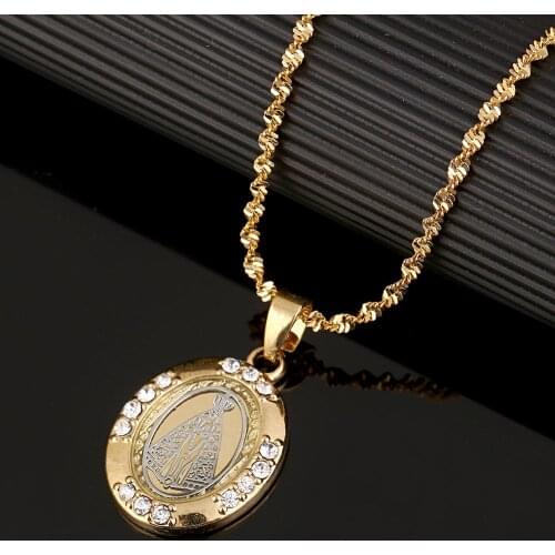 Gold Color African Pendant Necklace Women Arab Middle East Wedding Religious Jewelry Special Gifts