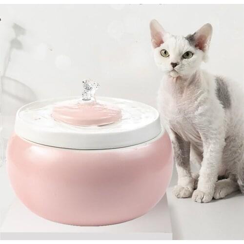 1.8L Ceramic Cat Drinking Water Fountain For Cats Dogs Drinking Bowl Electric Automatic Cat Water Fountain Dispenser Pet Bowl