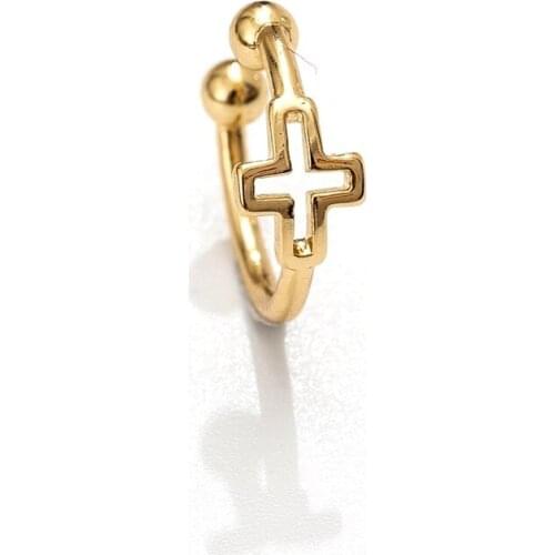 1 Piece Nickel Lead Free 2020 Gold Plated Clip On Jewelry Earrings Non Prieing Minimalist Vermeil Cross Ear Cuffs For Women
