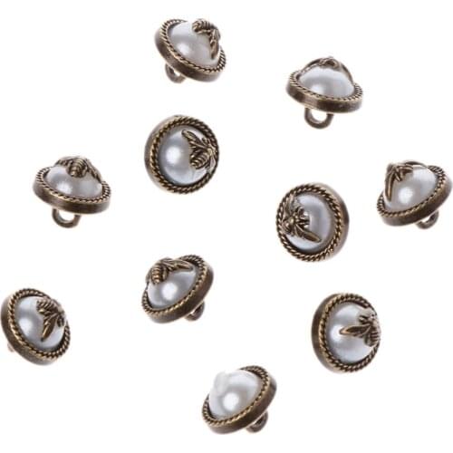 10Pcs 10mm Faux Pearl Bee Buttons for Sewing Overcoat Wedding Crafts Scrapbooking Embellishment DIY